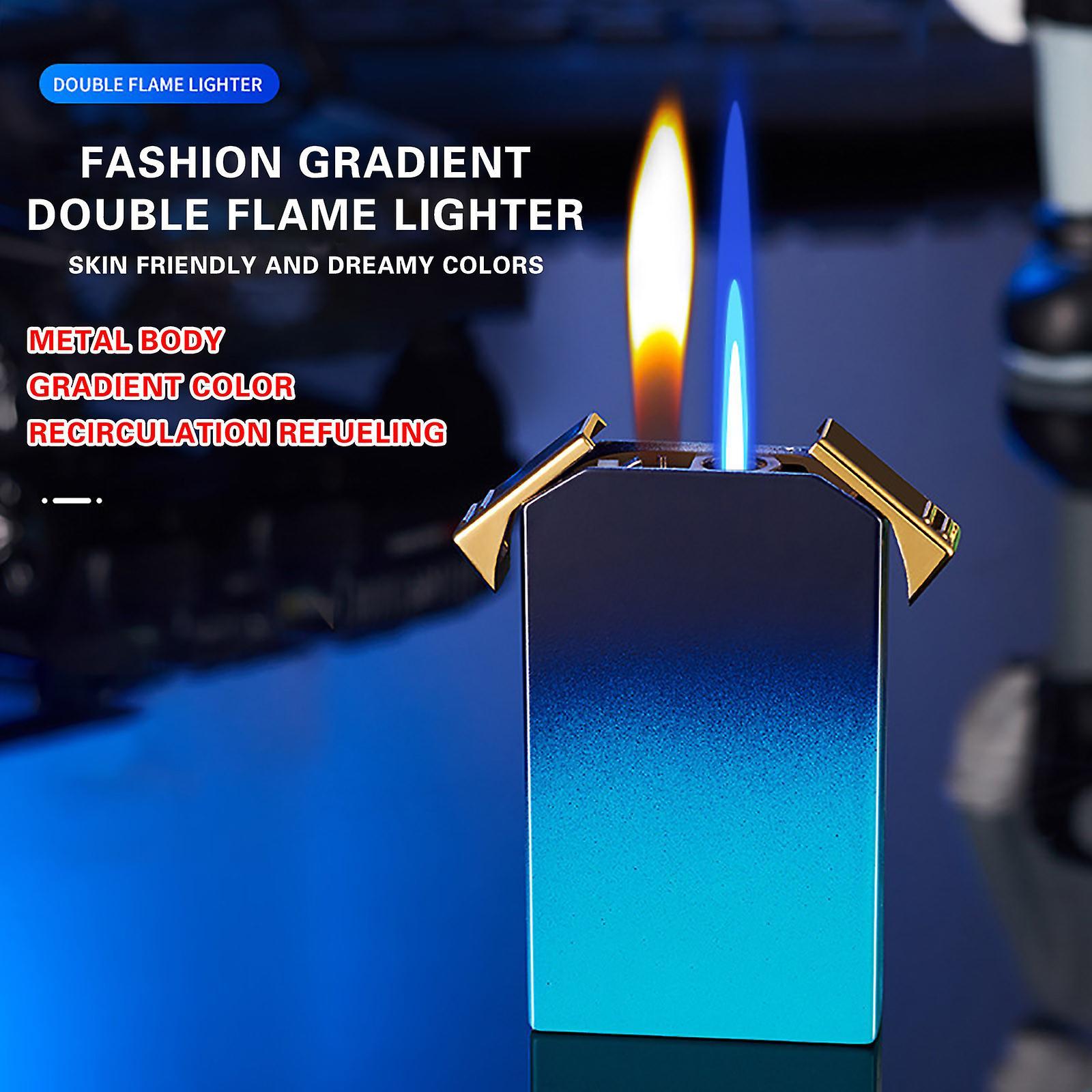 Taishh Dual Flame Lighter Switchable Torch Lighter And Soft Flame Lighter 2 In 1 Refillable Butane Gradient Lighter C