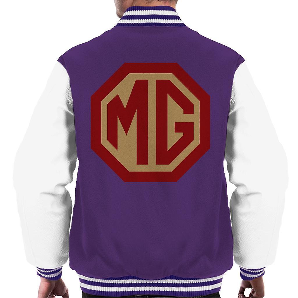 MG Red And Gold Logo British Motor Heritage Men's Varsity Jacket Purple/White Medium