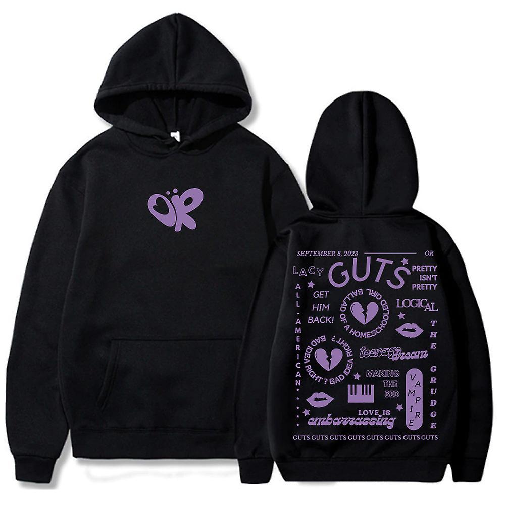 Unbrand Guts Olivia Rodrigo Hooded Sweatshirt Autumn And Winter +JXLGV black M