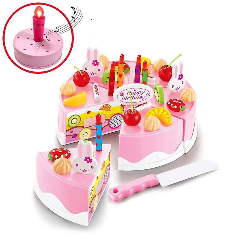 Slowmoose Diy Cake - Food Pretend Play Cutting Fruit 38 Pink Light music