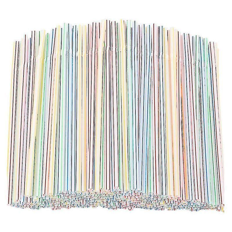 Yuntianzun 1000 Pcs Flexible Plastic Straws Striped Multi Colored Disposable Straw 1500pcs