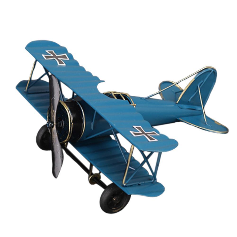 Wilitto Vintage Iron Art Classic Fighter Aircraft Model Airplane Desktop Ornament Decor Blue M