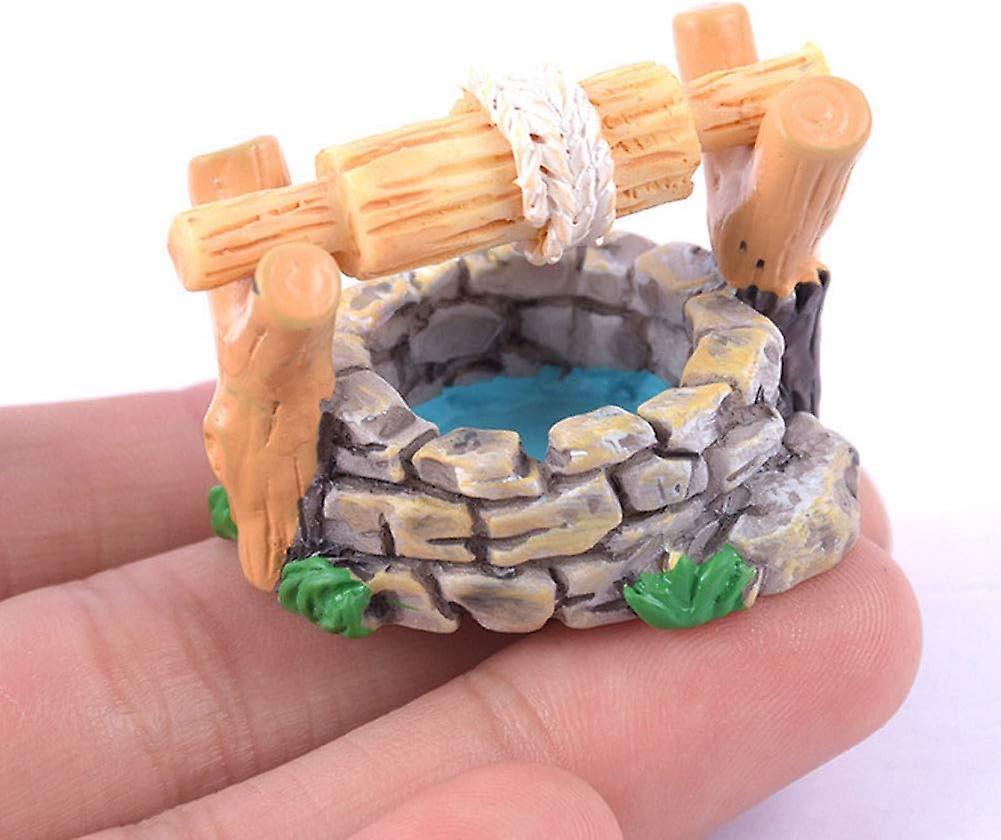 Xpba Diy Mini Water Well Resin Miniature Landscape Ornament Vintage House Statues Waterfall Fairy Garden Decor 1pc