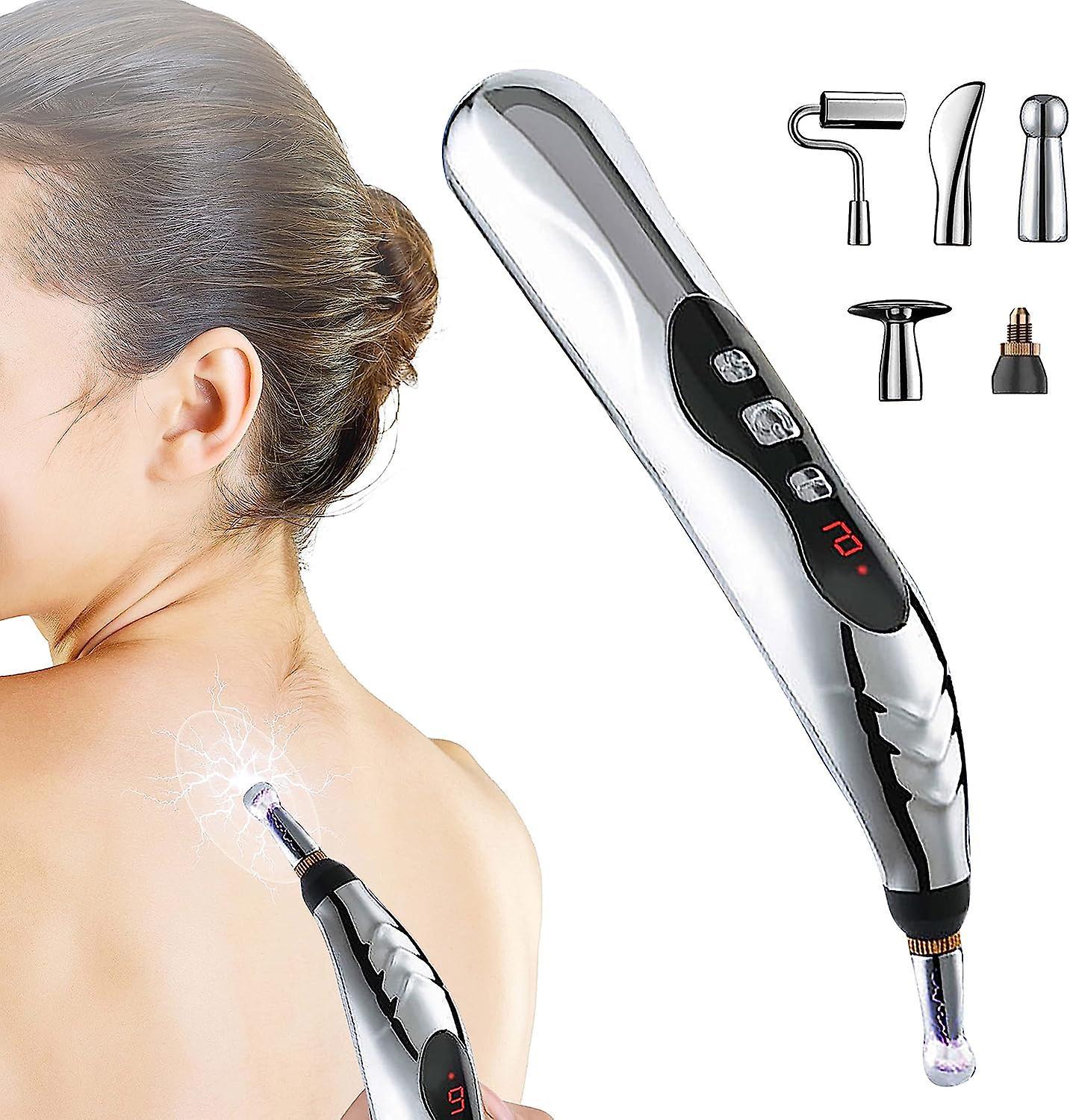 Frusde Acupuncture Pen, Electronic Acupuncture Pen, Meridian Acupuncture Pen With 5 Massage Head Energy Pain Therapy