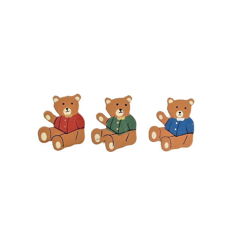 Melody Jane Dolls Houses Dolls House 3 Wooden Teddy Bear Wall Decorations Miniature Nursery Accessory