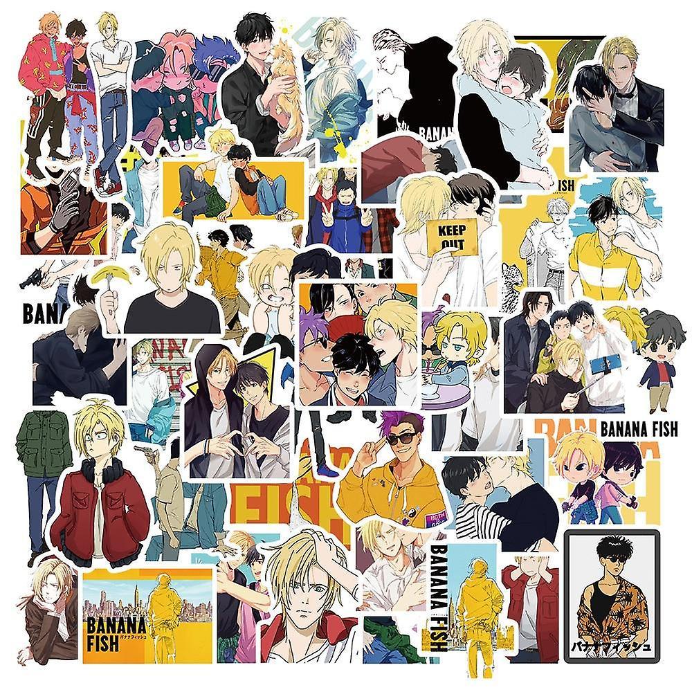 Slowmoose Anime Banana Fish Stickers For Stationery, Laptop, Skateboard, Water Bottle & 50pcs