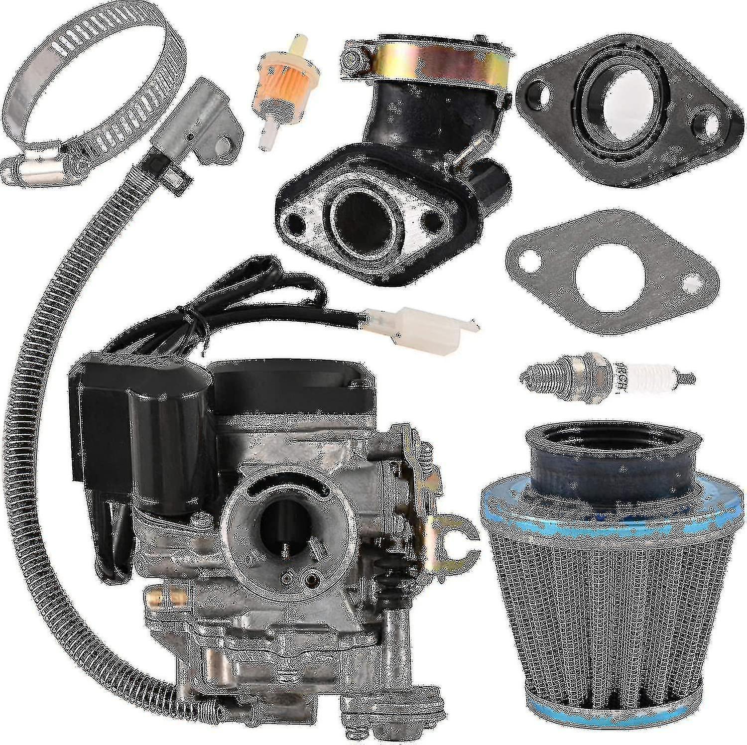 Carburetor 50cc Gy6 50cc 49cc Carburetor For 139qmb 4 Stroke Scooter Atv Moped Go Kart Taotao Engine 18mm Carb+1 Intake Manifold, 1 Air Filter, 1 F...