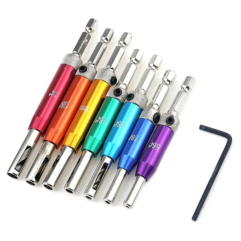 Unbrand 8Pcs Self-centering Hinge Drill Bit Set Hinge Tapper Core Screw Hole Puncher