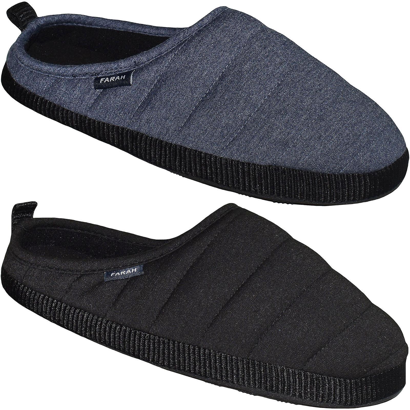 Farah Mens Hydraulic Cushioned Slip On Warm Soft Slippers Navy 9-10 UK