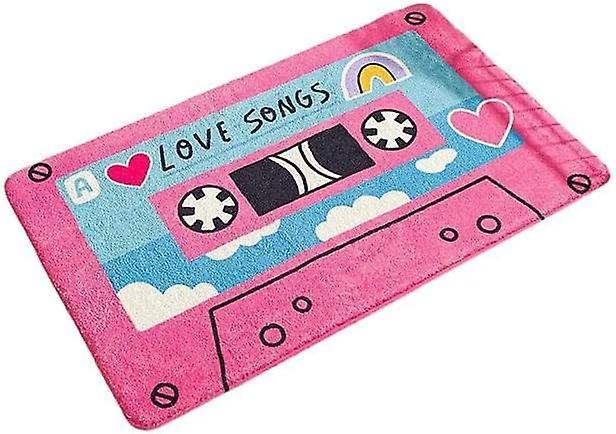 Baiccf Bath Mat For Boys And Girls, Teenagers, Vintage Music Themed Bath Mat, Retro Floor Mat With Adhesive Tape, Non-slip Shower Mat