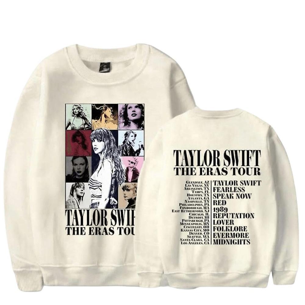 Besser Taylor Swift The Eras Tour Sweatshirt Long Sleeve Crew Neck Casual Jumper Pullover Tops Fans Gifts For Men Women Friends Apricot 2XL