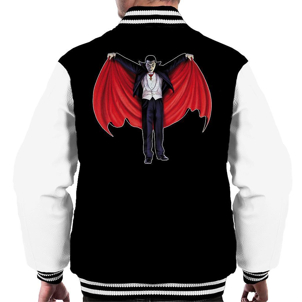 Dracula Cape Full Men's Varsity Jacket Black/White X-Large