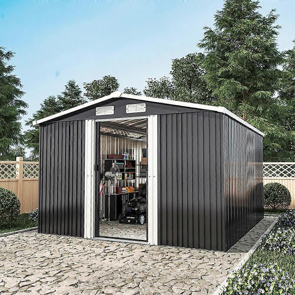 Living And Home Outdoor Metal Garden Tool Storage Shed WITH Foundation 257cm W x 312cm D x 178cm H