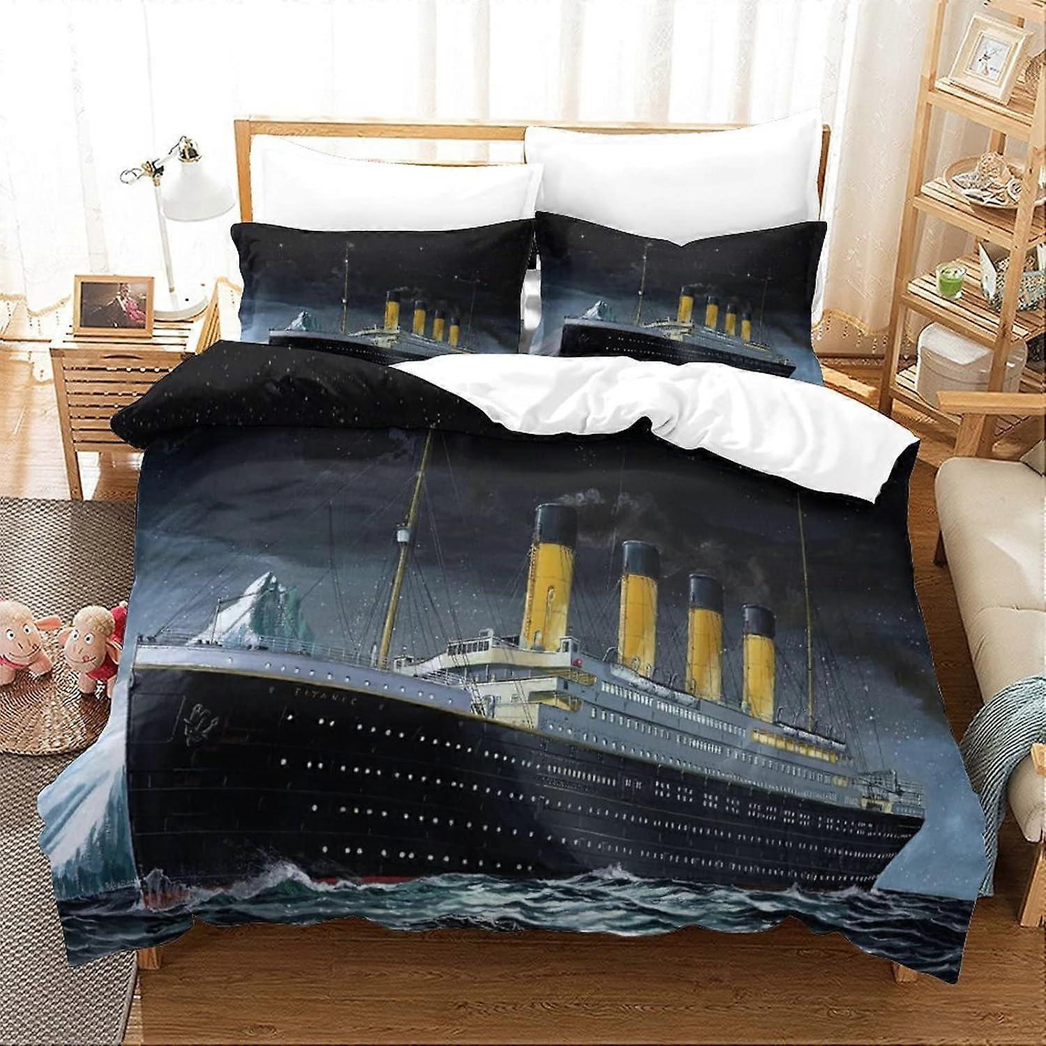 Kerota Titanic Duvet Cover for Kids Teens Bedroom Bedspread, Jack And Rose D Bedding Quilt Cover Bedspread, Soft Microfiber Bedding Set with Single...