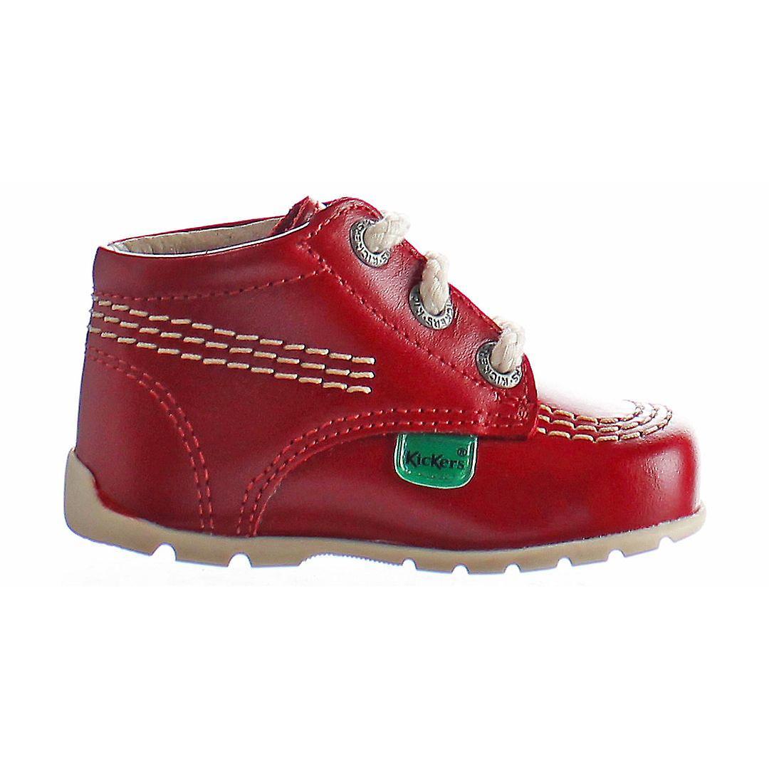 Kickers Kick Hi B Core Lace-Up Red Smooth Leather Kids Boots 1 13919 UK 1K EU 17