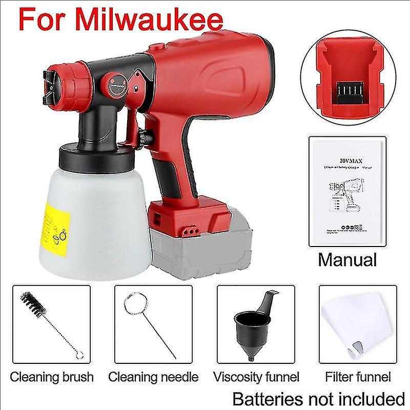 Baron 800ml Electric Spray Gun For Makita/dewalt/milwaukee/ 18v Battery Cordless Paint Sprayer Furniture Steel Coating Airbrush For Milwaukee