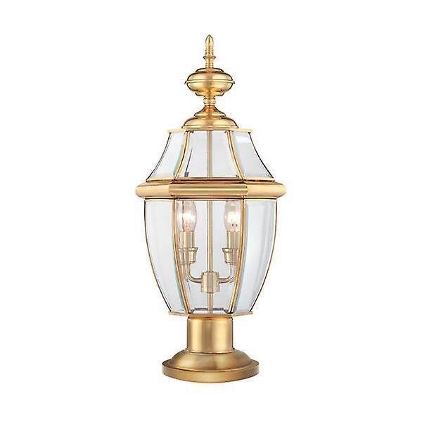 Newbury 2 Light Outdoor Pedestal Light Polished Brass IP44 E14