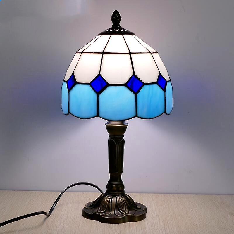 Slowmoose Mediterranean Style, Led Vintage Glass Desk Lamp A