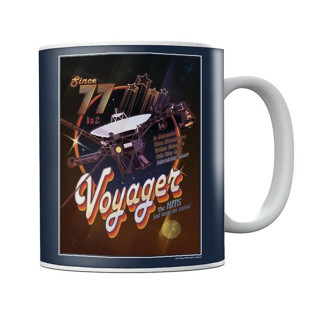 NASA Voyager Disco Interplanetary Travel Poster Mug Navy Blue 10oz