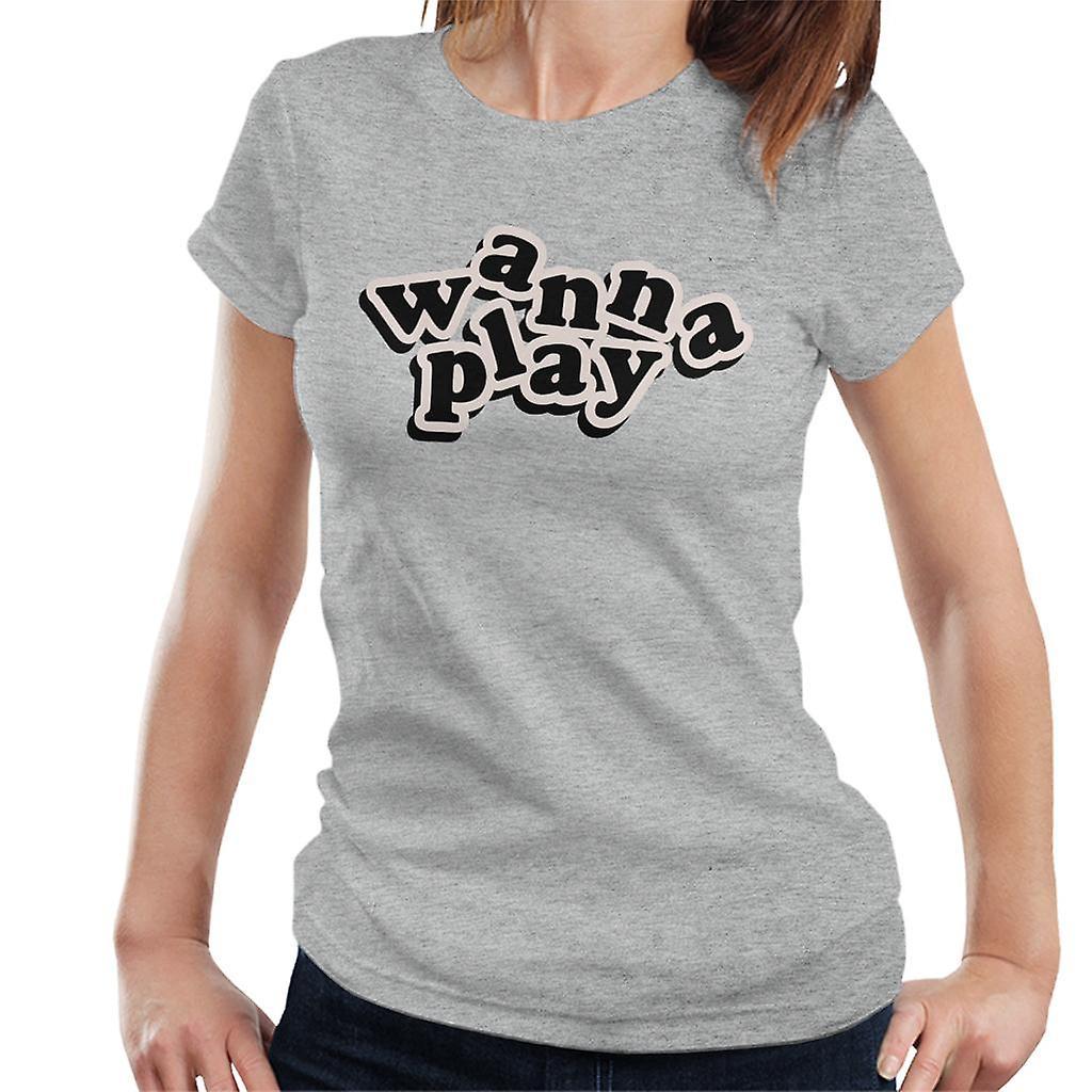 Chucky Wanna Play Playful Font Women's T-Shirt Heather Grey Medium