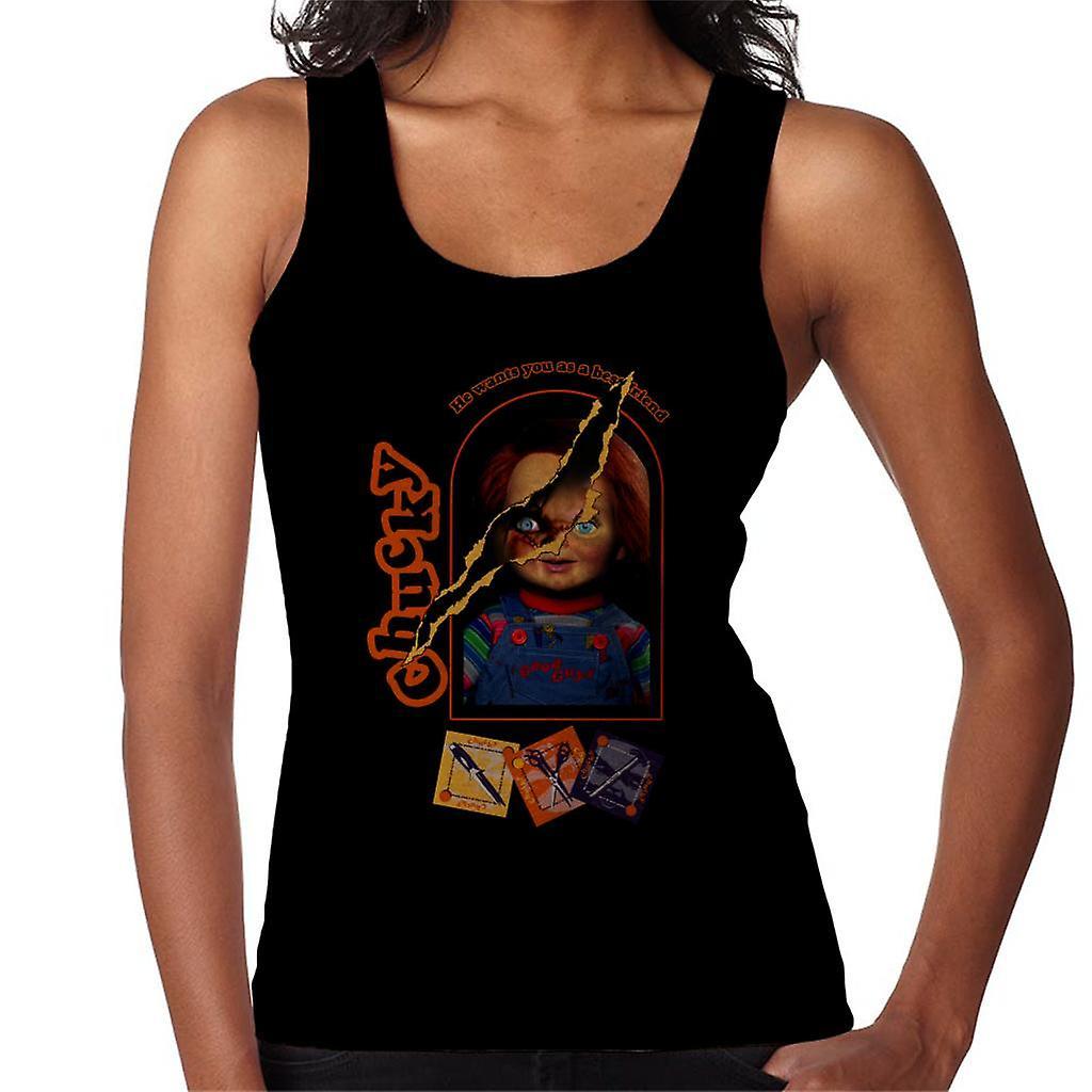 Chucky He Wants You As A Best Friend Women's Vest Black X-Large