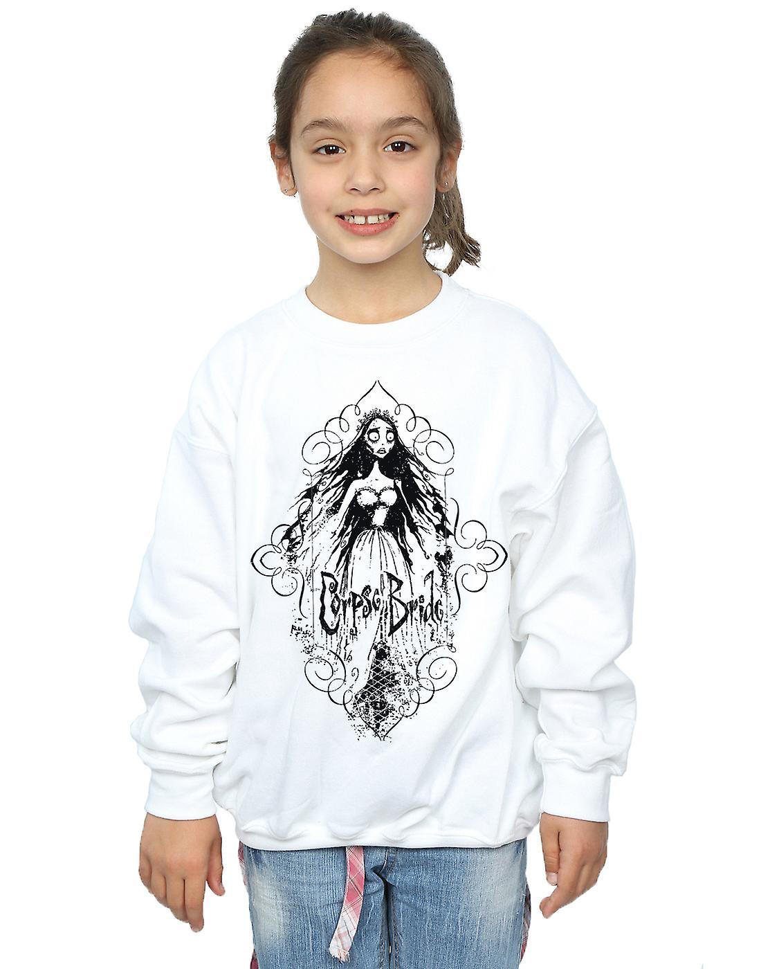 Absolute Cult Corpse Bride Girls Sketched Bride Sweatshirt Sport Grey 12-13 years