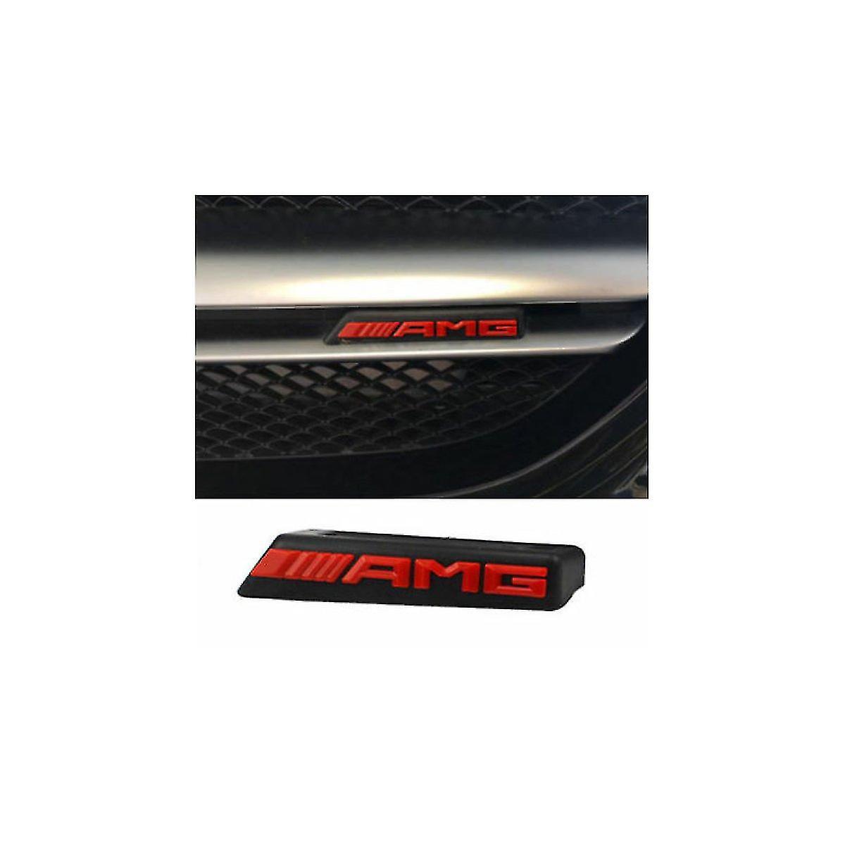 Sega Black/red mercedes amg front grill bonnet badge emblem bumper grill badge emblem 85mm x 15mm