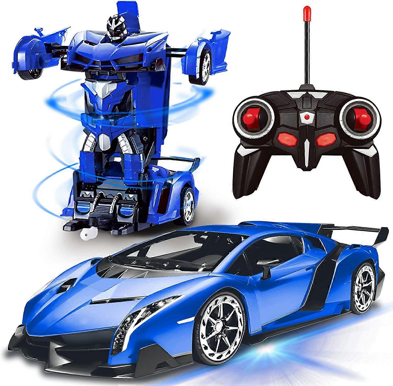 Wjiaer Remote Control Transform Car Robot Toy with Lights Deformation RC Car 2.4Ghz 1:18 Rechargeable 360Rotating Stunt Race Car Toys for Kids Boys...