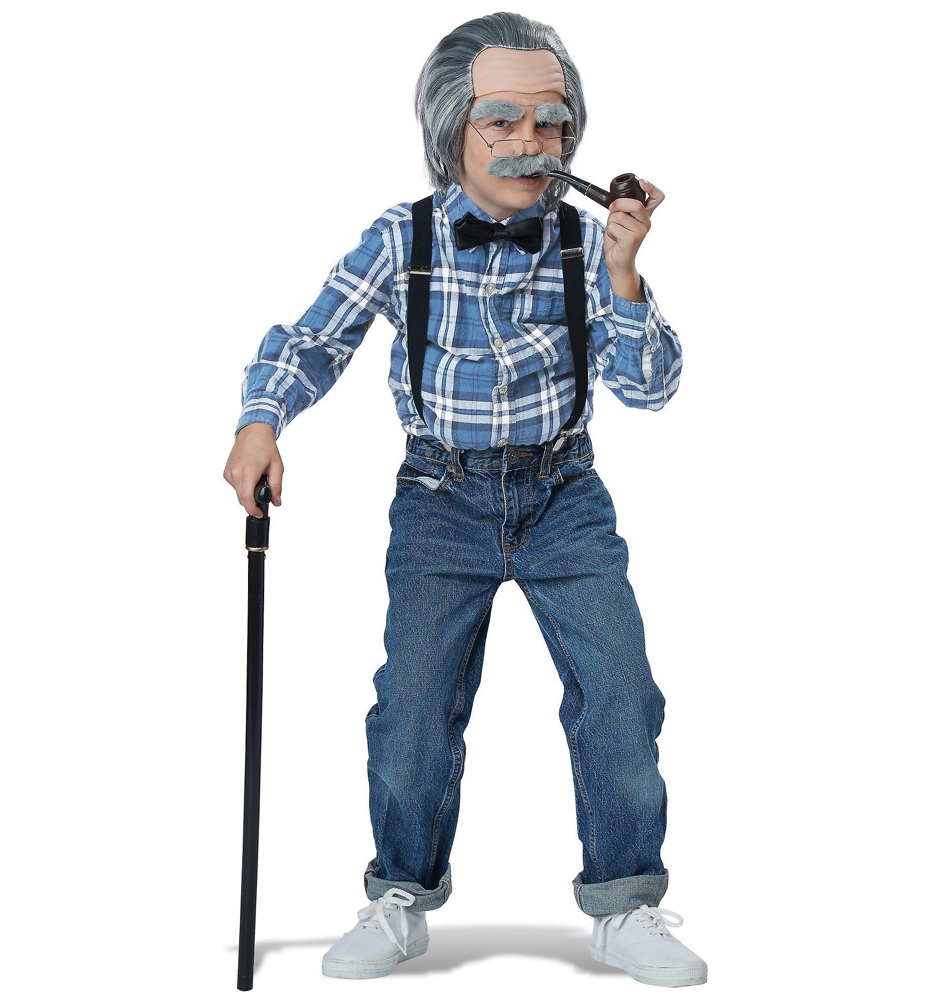 California Costume Collections Little Old Man Grandpa 100 Days of School Book Week Child Boys Costume Kit Blue One Size