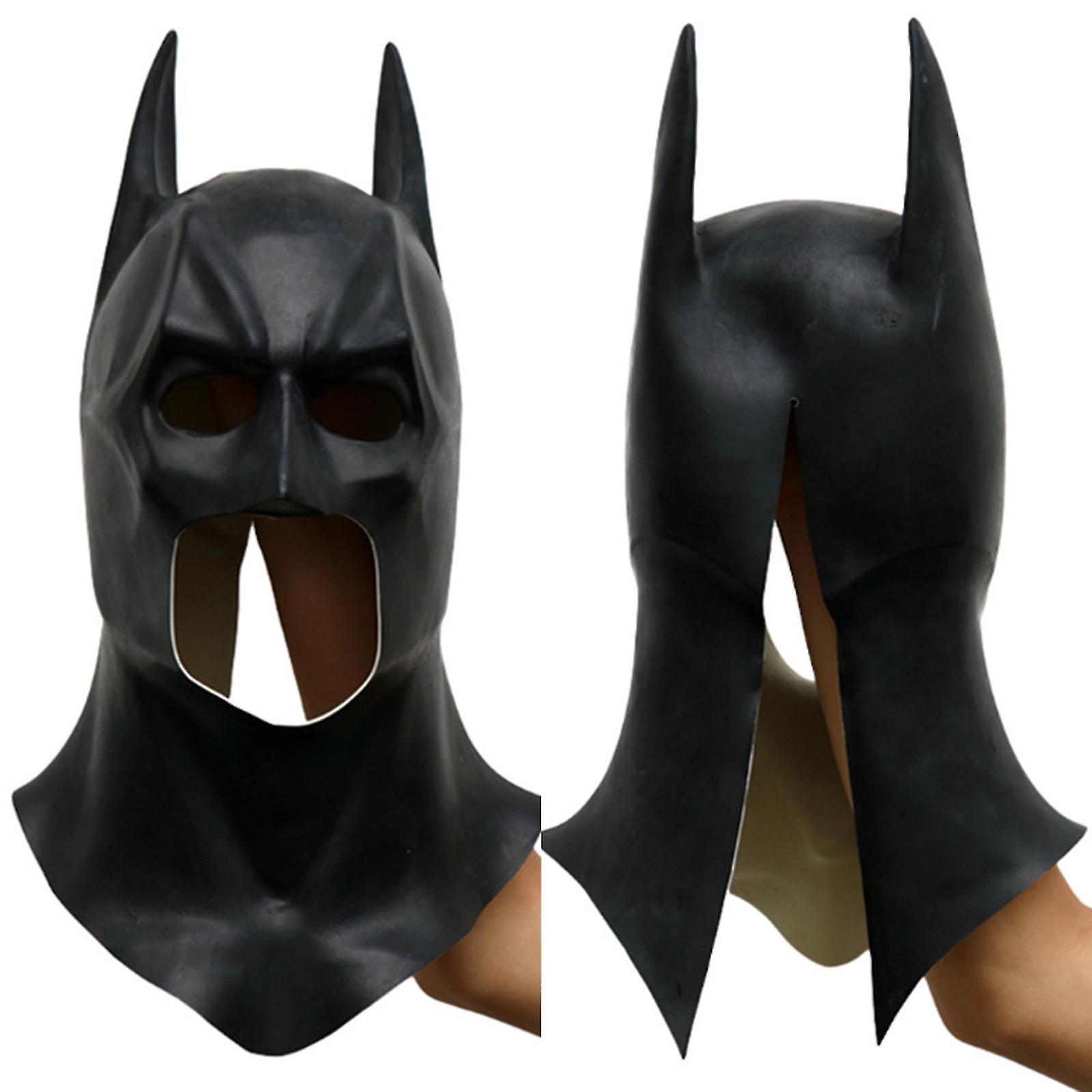 Shinestar Batman Cosplay Full Head Latex Mask For Adult Superhero Bruce Wayne Dark Knight Helmet Cowl Halloween Movie Party Costume Props Batman Da...