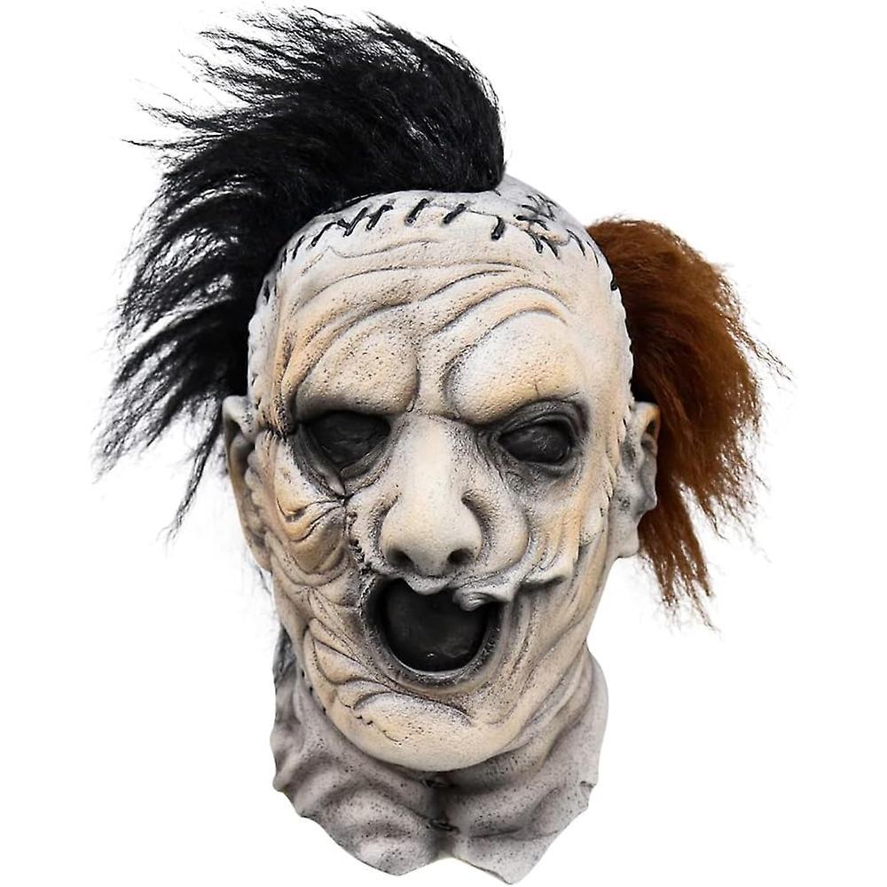 Eocici Halloween Party Props Scary Mask The Texas Chain Saw Massacre Mask Cosplay Mask Horror Mask Creepy Mask Headwear with Hair