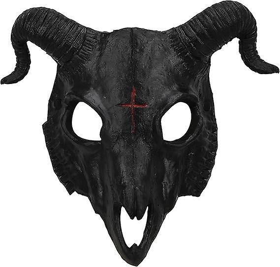 Heytea Halloween Half Face Scary Animal Mask,Demon Mask Sheep Horn Ghost Devil Grimace,Easter Horror Headgear Festival Cosplay Party Costume Prop f...