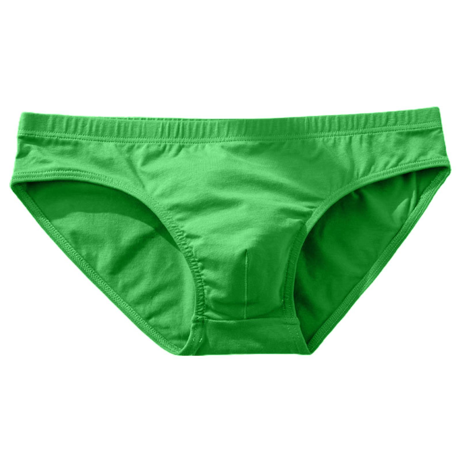 Fianao Adult Man Briefs Stretchy Breathable Solid Color Male Underwear for Daily Life Green L