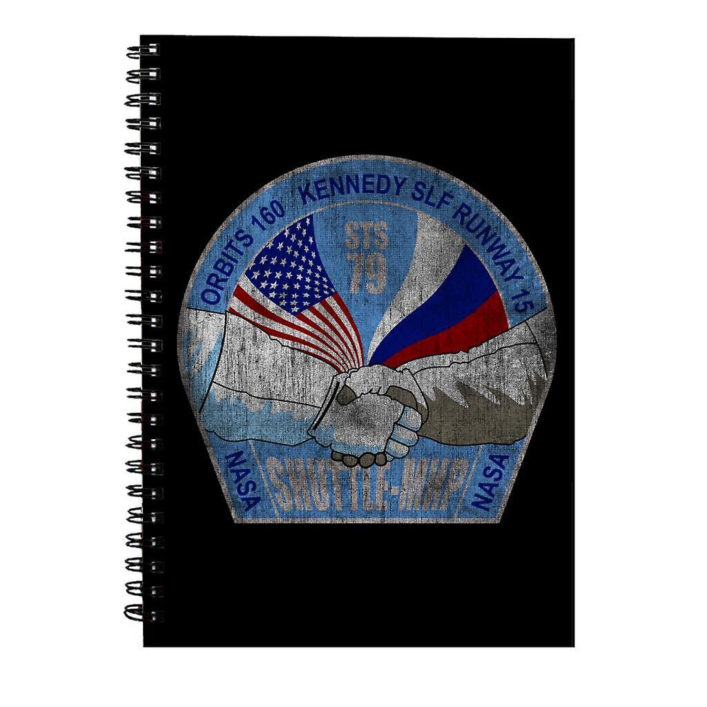 NASA STS 79 Atlantis Mission Badge Distressed Spiral Notebook Black 15 x 21 cm