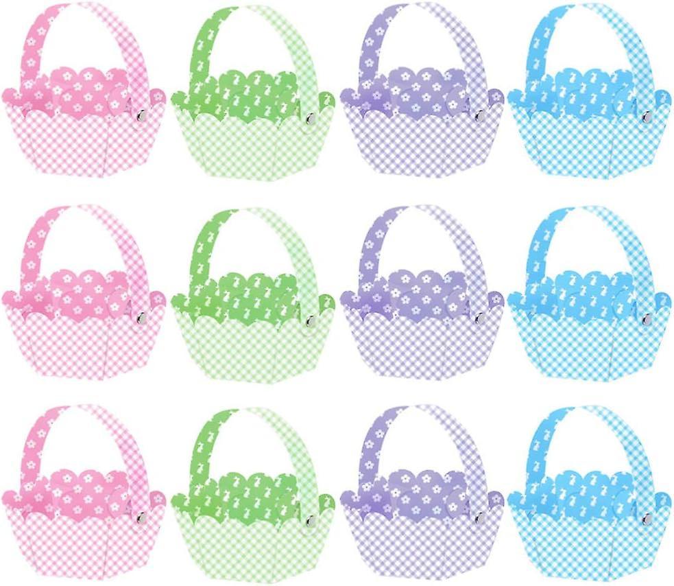 Heytea Easter Baskets Small Gift Baskets Empty Bulk 12pcs Delicate Easter Diy Baskets Adorable Egg Storage Baskets Festival Decors Easter Decoratio...