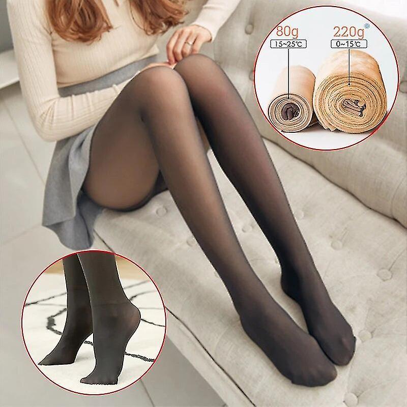 Yijin Winter Warm Tights Pantyhose Sexy Women Fleece Pantyhose High Waist Thermal Tights Fake Translucent Tights Pantyhose Coffee full foot Thick22...