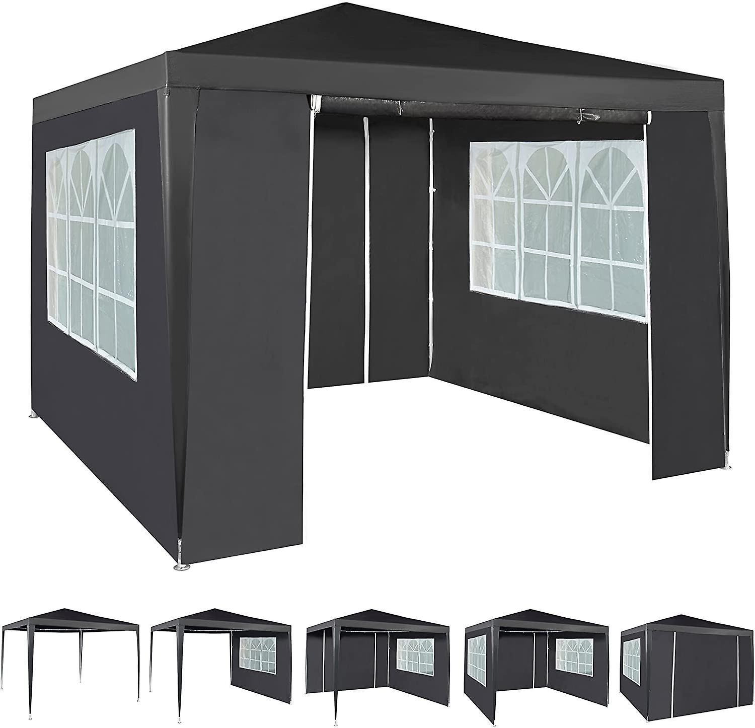 mcc direct 3x3m Gazebo with Side Panels Waterproof Steel Frame WS GREY