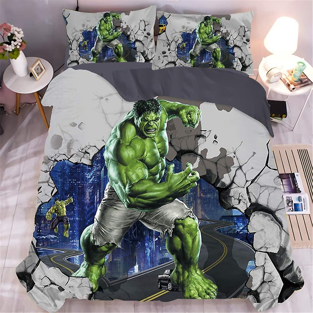 Kerota Marvel Comics Avengers Bedding Set, Iron Man, Spiderman, Hulk, Captain America Pattern with Duvet Cover and Pillowcase, Children's Duvet Cov...