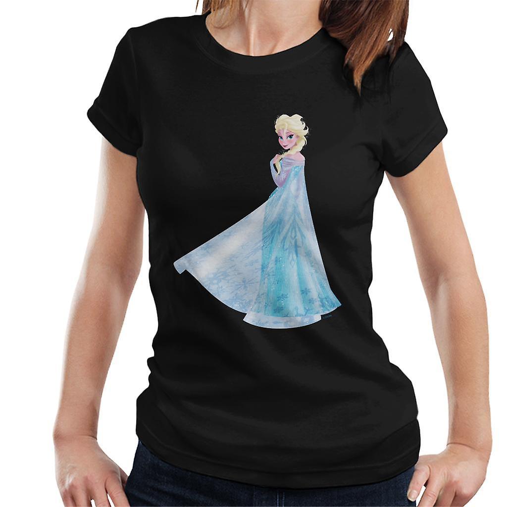 Disney Frozen Elsa Looking From Behind Women's T-Shirt Black X-Large