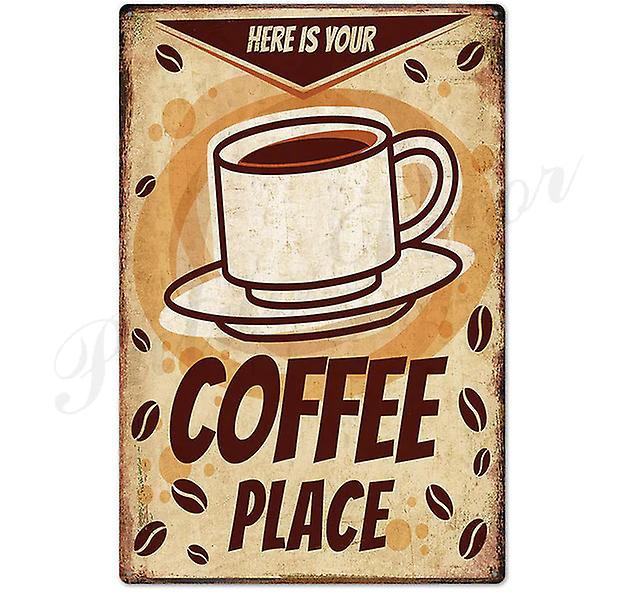 Slowmoose Coffee Tin Sign, Vintage Metal Signs Plaque For Wall Decor 20x30cm / TH0156