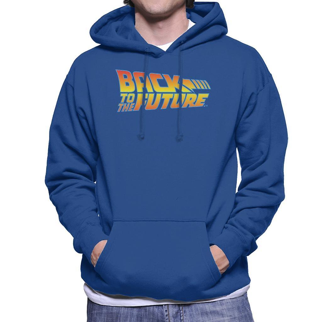 Back to the Future Classic Movie Logo Men's Hooded Sweatshirt Royal Blue Large