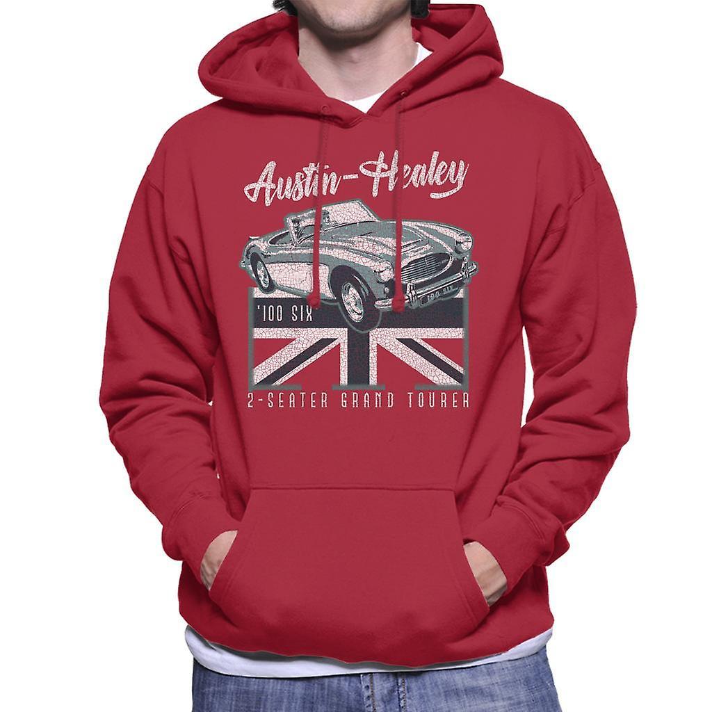 Austin Healey 2 Seater Grand Tourer British Motor Heritage Men's Hooded Sweatshirt Cherry Red XX-Large