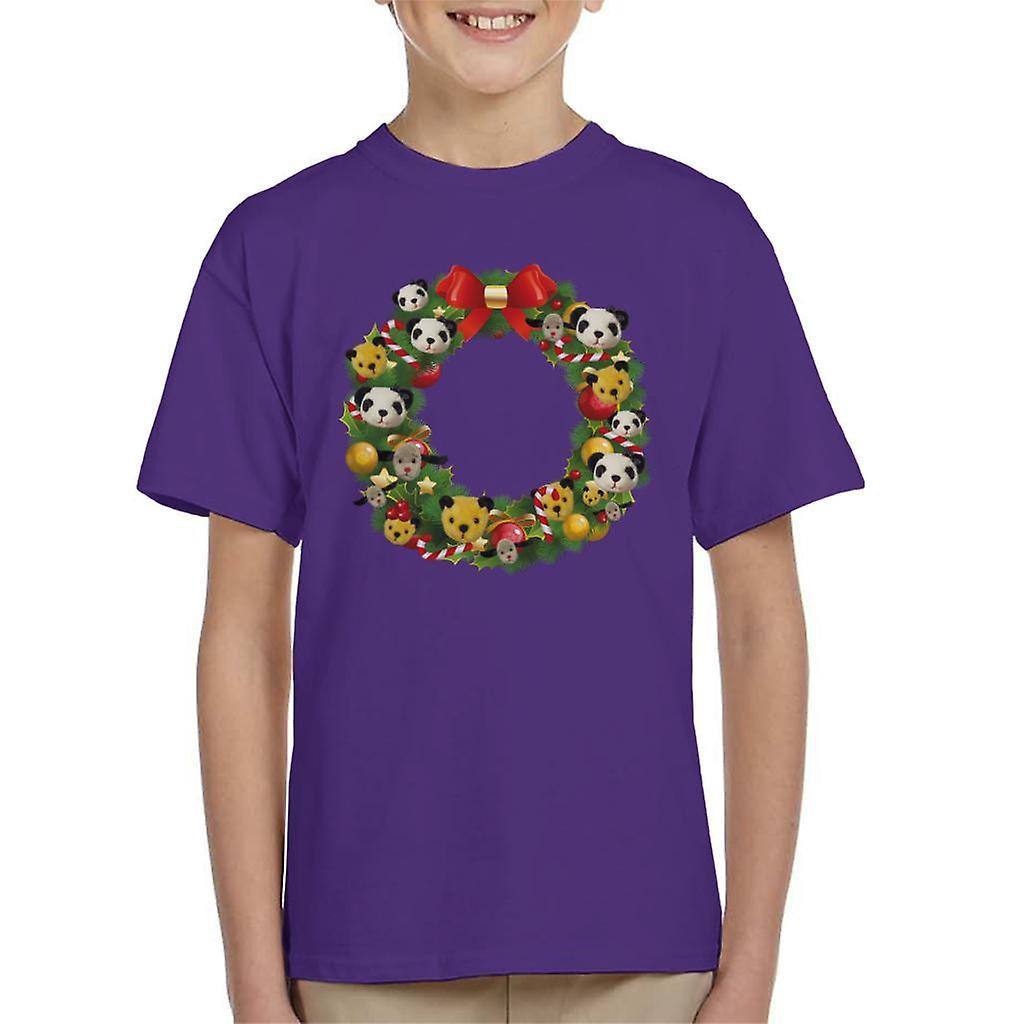 Sooty Christmas Wreath Kid's T-Shirt Purple X-Small (3-4 yrs)