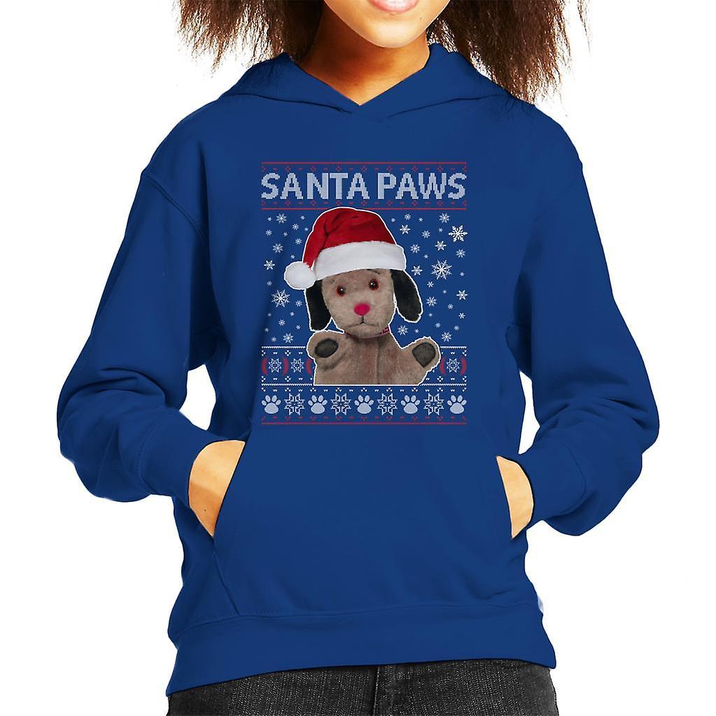 Sooty Christmas Sweep Santa Paws Kid's Hooded Sweatshirt Royal Blue X-Large (12-13 yrs)