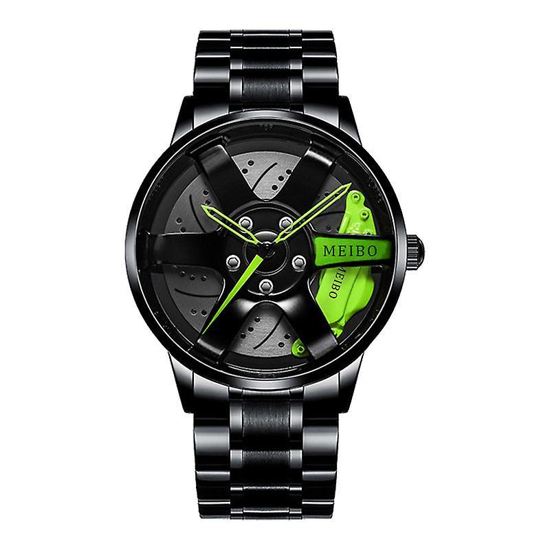 Quikhome 3D Sport Car Wheel Watch Wristwatches Unique Watch Quartz Watch Green