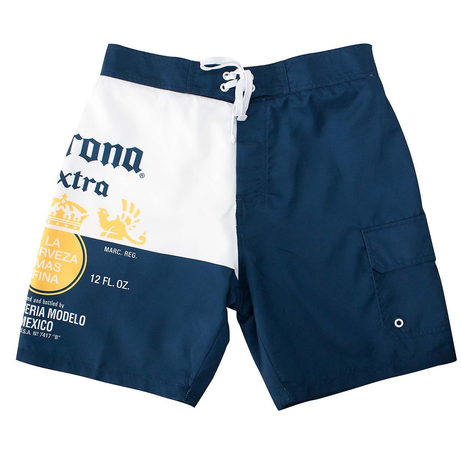 Beers Corona Extra Bottle Label Men's Board Shorts Blue Large