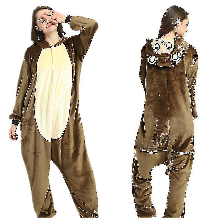 Cryin Brown Monkey Cosplay Animal Dog Costume Pajamas Onesie Kigurumi Jumpsuit Unisex Adults Sleepwear XL