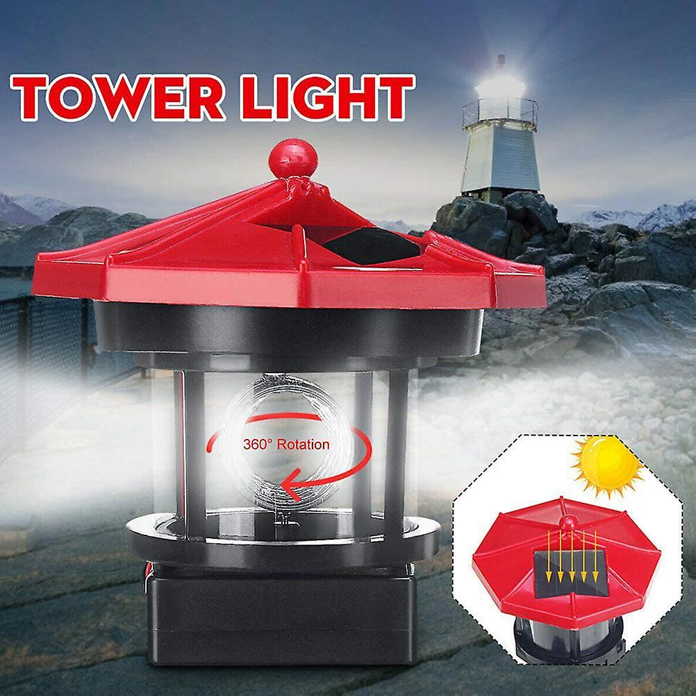 Pcpc Led Rotating Lighthouse Light Outdoor Solar Light Decorative Lamp For Garden Yard