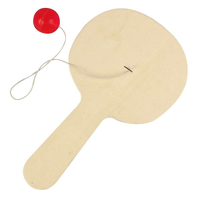 Creotime Wooden racket with ball to customize 23 x 13 cm Brown 14 x 23 x 3 cm