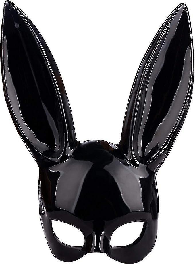 Dlelv Rabbit Mask, Black Masquerade Mask, Rabbit Eye Mask With Ears For Halloween Party Costume Cosplay Easter Carnival